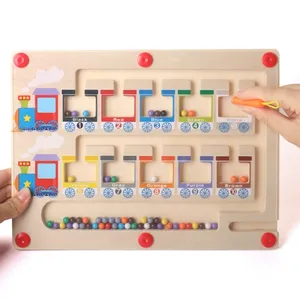 बच्चों के लिए लकड़ी का चुंबकीय पेन मनका भूलभुलैया खिलौना रंग वर्गीकरण खेल प्रारंभिक शिक्षा पहेली खिलौना