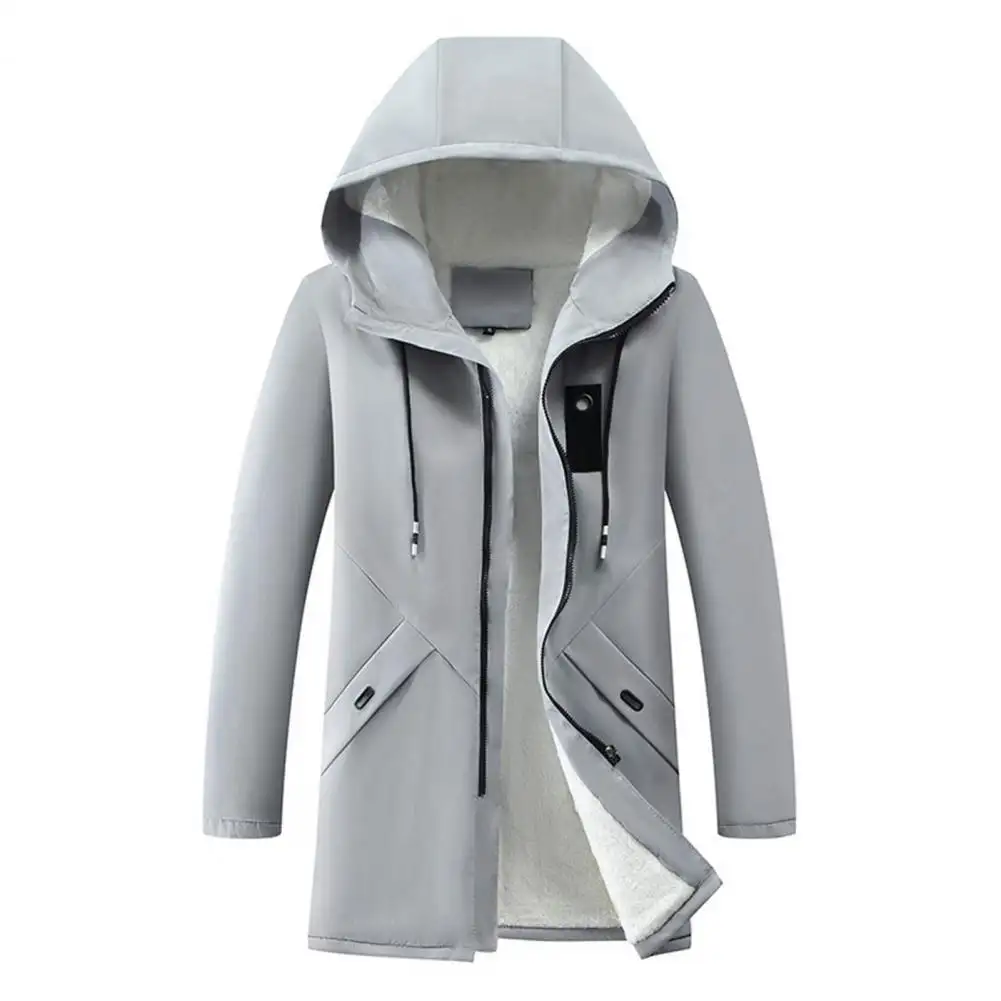 Casual Coats 2022 Men Long Jacket Fashion Fleece Lining Hooded Jacket Slim Outdoor wear Mens Clothing
