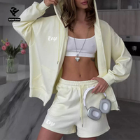 F5411 Ensemble deux pièces personnalisé de vêtements pour femmes vêtements de créateurs ensemble sweat à capuche polaire demi-fermeture éclair et short ensemble Streetwear survêtement pour femmes