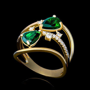 Bague de cocktail pour femme T0926, émeraude taille poire, sertie à griffes, pierre naturelle, bijoux de mode pour fiançailles - Product Image 1