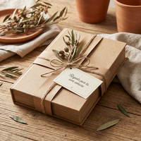 Caja de Papel Kraft Vintage para Cubiertos, Caja Rígida con Tapa para Juego de Cuchillo y Tenedor para Carne, Empaque Personalizado para Vajilla