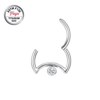 ASTM F136 Titanium CZ Cartilage Earrings Daith Helix Rings Fashion Moon Ear Hoop Nose Ring Septum Clicker Body Piercing Jewelry