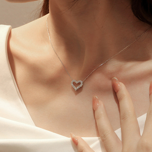SGARIT Custom Luxury IGI Certified Pav-Set Open Heart 18k Gold Lab Grown Diamond Hollow Heart Choker <b>Necklace</b> - Product Image 5