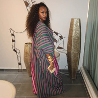 Nouvelle Arrivée Été 2026 – Robe Longue Ample en Polyester à Col en V Rayée Bicolore Style Africain Grande Taille Élégante – Vente Transfrontalière