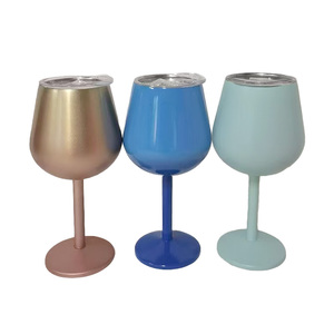 Hotting <span class=keywords><strong>Sale</strong></span> Vino Tumbler 10oz Taza con aislamiento de temperatura Copa de vino de acero inoxidable sellada al vacío con tapa - Product Image 2