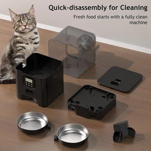 Vente en gros de distributeur automatique de nourriture pour animaux de compagnie en plastique de 6 L avec bol en acier inoxydable SUS304, enregistrement vocal, vente directe d'usine - Product Image 3