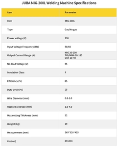 Nouvelle machine à <span class=keywords><strong>souder</strong></span> portable JUBA <span class=keywords><strong>MIG</strong></span>-200L 230V 4-en-1 à inverseur DC pour <span class=keywords><strong>MIG</strong></span>/<span class=keywords><strong>MAG</strong></span>/MMA/<span class=keywords><strong>TIG</strong></span> et découpe <span class=keywords><strong>plasma</strong></span> - Product Image 3