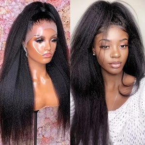 วิกผมตรงแบบ Afro Yaki ขายส่ง <span class=keywords><strong>ผม</strong></span>แท้บราซิล Remy Virgin แบบหยิกตรง วิกผมหน้าผากลูกไม้แบบเต็มศีรษะ 13x4 360 HD สำหรับผู้หญิงผิว<span class=keywords><strong>สี</strong></span> - Product Image 4