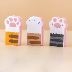 Esponja con forma de gato de dibujos animados, estropajos, esponja de cocina multiusos impresa personalizada para lavar platos - Product Image 4
