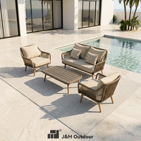 Ensemble de canapés tressés à la main J&M Outdoor Bulk Premium pour 4 personnes, idéal pour la cour, le village de vacances, le jardin et la pelouse