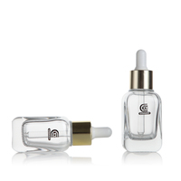 Botol Tetes Kaca Bentuk Kotak Dasar Tebal Berkualitas Tinggi 10ml 20ml 30ml 40ml dengan Kerah Tetes Emas/Perak