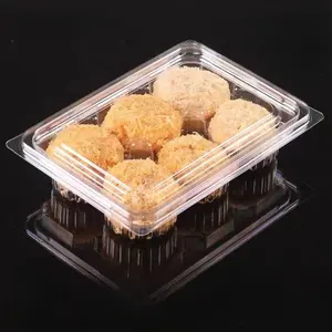 Fabriek Direct Custom Pet 2/4/6/8/10 /12 Compartimenten Dessert Verpakking Gebak Container Plastic Doos