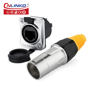 CNLINKO עמיד למים rj45 מחבר עגול מתכת מעטפת 8p8c ethernet עם אבק כובע - Product Image 5