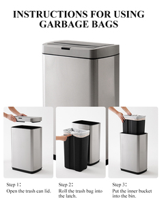 ELPHECO <span class=keywords><strong>Poubelle</strong></span> à couvercle en ABS à capteur automatique de <span class=keywords><strong>50L</strong></span> pour une utilisation en intérieur avec toit ouvert pour la cuisine et la chambre à coucher - Product Image 5