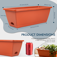 Pot Bunga Persegi dengan Lubang Drainase dan Alas, Pot Plastik Tahan Lama untuk Penggunaan Dalam/Luar Ruangan, Desain Minimalis Modern