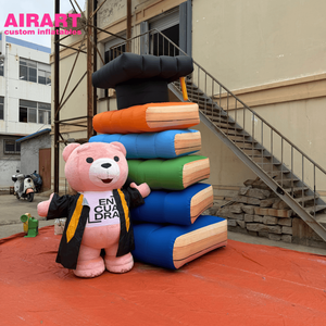 Livre et ours en peluche gonflables géants pour les événements de remise des diplômes scolaires, livres et ours gonflables pour accessoires de scène - Product Image 1