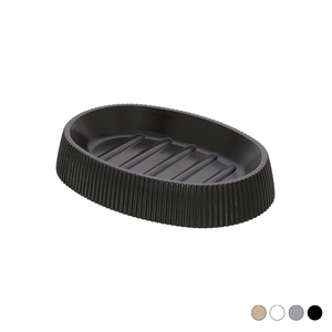 Porte-savon 12,5 x 9 x H2,4 cm, design côtelé noir, pour salle de bain - Product Image 3