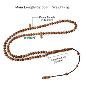 Al por mayor Winon <span class=keywords><strong>Rosario</strong></span> de Oración Árabe Islámico de Kuka Natural 4mm 99 Cuentas Tasbih Misbaha Sibha Unisex - Product Image 2