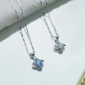 S999 Pure Silver Clover Necklace Women's Light Luxury Niche Design Clavicle Chain Fashion