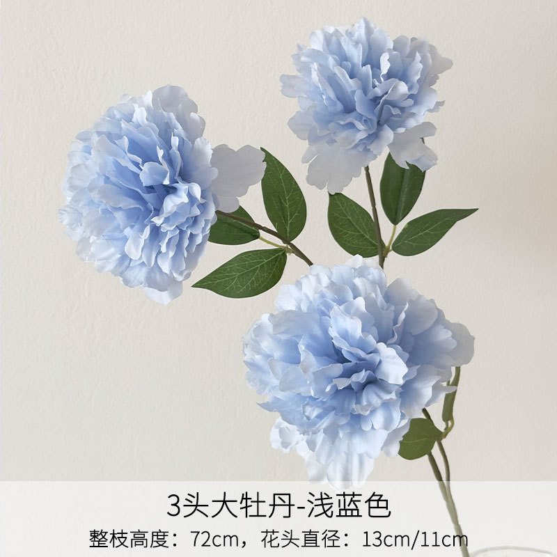 Bleu clair 3 grandes pivoines