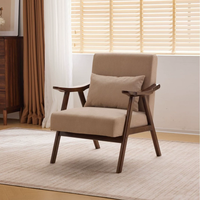 Ensemble de fauteuils de loisirs rétro en bois massif, fauteuils rembourrés pour hôtels, cafés, salons