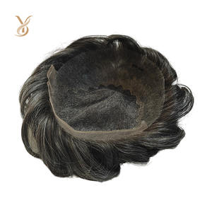 شعر مستعار رجالي 8×10 من الشعر الهندي الريمي مربوط يدويًا على قاعدة دانتيل سويسري بلون 1B موجات طبيعية شعر بكر بسعر الجملة - Product Image 6