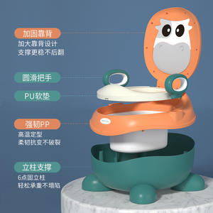 Silla de entrenamiento para ir al baño Happy Baby para niños pequeños de 1 a 2 años, inodoro de plástico con tapa y asas, diseño naranja y verde - Product Image 2