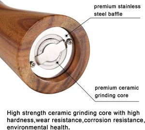 Juego de Molinillos de Sal y Pimienta de Madera de Acacia de 6 y 8 Pulgadas para Cocina, Caja de Sal y Especias - Product Image 4