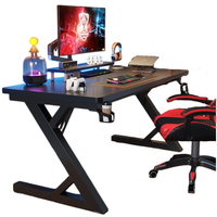 Bureau d'ordinateur de jeu ergonomique extensible en métal avec porte-gobelet et design en forme de Z pour chambre à coucher