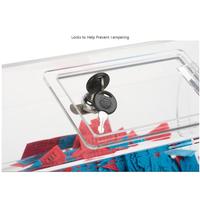 BOSN ADB-203 Boîte de tirage au sort rotative avec porte verrouillable, en acrylique transparent recyclable et résistant à l'eau, pour affichage personnalisé de tirages au sort