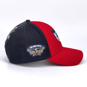 Casquette de sport de course à broderie personnalisée de haute qualité, vintage rouge et noir, 6 panneaux, casquette de baseball ajustée rétro, motif taureau - Product Image 3