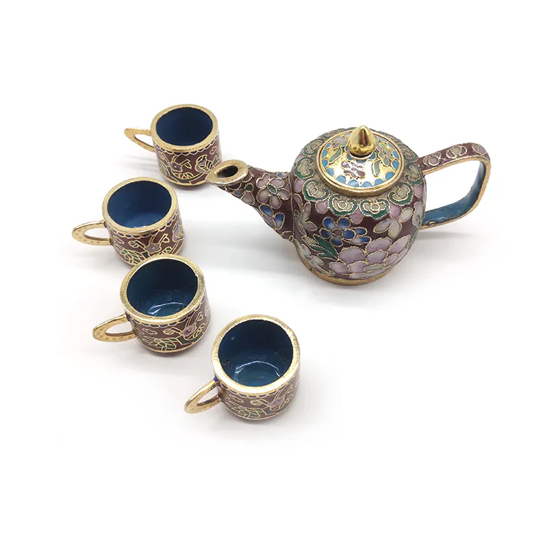 High-quality cloisonne foreign affairs business gift cloisonne enamel high temperature firing set cloisonne teapot