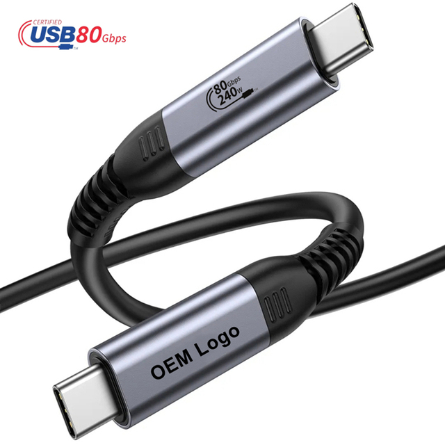 Certified  Usb4 Cable Oem Type C Cable 240W 16K 80Gbps Cable Full Compatible Docking Stations for Camera SSD & HDD