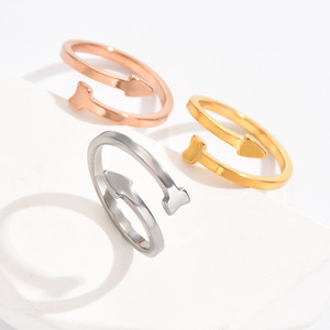 Stainless Steel Minimalist Double Arrow <b>Adjustable</b> Open Dual Use Toe Pinky <b>Ring</b> Three Colors Beach Vacation And Gift Options - Product Image 6