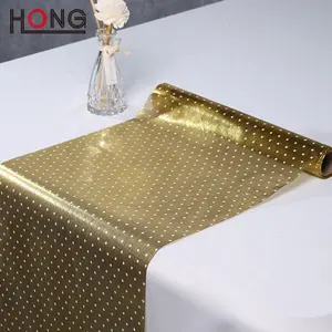 Oro y rojo con puntos de impresión de tela verde de mesa de paño de tabla para la Navidad Fiesta fiesta decoración de la boda