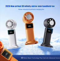 Ventilador de bolsillo con motor sin escobillas de la fábrica Anfuyou, con pantalla digital de espejo infinito 3D, plegable y portátil, con refrigeración intensa.