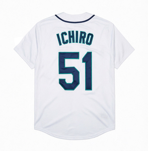 เสื้อเบสบอลสไตล์วินเทจสำหรับผู้ชาย แบบเย็บติด หมายเลข 24 Griffey Jr. 51 <span class=keywords><strong>Ichiro</strong></span> Suzuki 42 Griffey Jr. 11 Edgar Martinez ไซส์ S-3XL - Product Image 3
