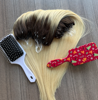Extensions de cheveux humains 100% véritables en plumes, couleur ombrée blonde T2/613, 22 pouces, alignées sur les cuticules, invisibles H6, de l'Arabie Saoudite