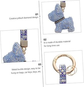 Diamond Key Ring and Bag Hanging Pendant with Blue Crystals Stylish Dog Charm Accessory for Women Is Handbags and Car Keys - Product Image 2