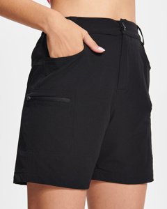 High-Waist <strong>Ladies</strong> Casual <strong>Cargo</strong> <strong>Shorts</strong> Quick Dry Breathable Canvas Overalls with Elastic Waist and Pocket for Fitness - Product Image 1