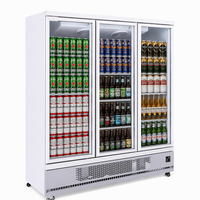 Réfrigérateur commercial vertical à 3 portes, refroidi par air, avec vitrine en verre, grande capacité, pour supermarché, ISO, OEM, directement de l'usine