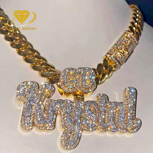 Colgantes personalizados de fábrica artesanal 925 Plata sólida encanto cadena imagen broche Moissanite letra colgante collar inicial hombres regalo - Product Image 5