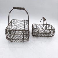 Panier en treillis métallique style ferme, organisateur en métal vieilli, multi-usages pour plateau de jardinage, rangement cuisine et salle de bain