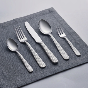 Gridlux Mirror Stainless Steel Flatware Set Diamond <b>Grid</b> Texture Design High Mirror Polish Rust Resistant For Wedding And Hotel - Product Image 1