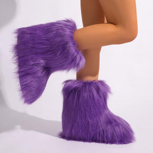 Viviblook Z102BT02 <b>Women</b> <b>Snow</b> Boots Outdoor Luxury Furry Faux Fox Warm Fluffy Fur Boots Woman Plush Warm Platform <b>Shoes</b> - Product Image 1