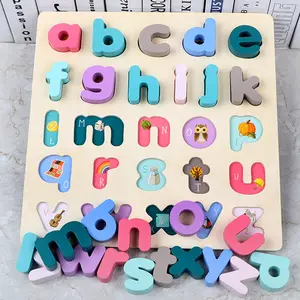 Minik ahşap alfabe bulmaca ve sayı bulmaca seti, bebekler için ABC bulmaca çocuklar için