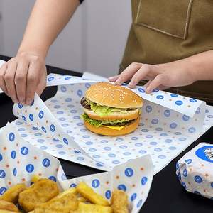 Food Grade Compostable Greaseproof <b>Paper</b> Custom Logo Printing for Hamburger Fried Chicken Biodegradable Food <b>Wrapping</b> Pad <b>Paper</b> - Product Image 5
