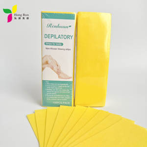 Tira de <span class=keywords><strong>cera</strong></span> de tela no tejida Spunlace de salón de belleza amarillo, papel de depilación corporal y facial <span class=keywords><strong>para</strong></span> hombres y mujeres - Product Image 5