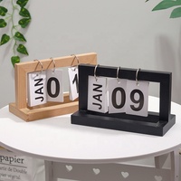 Calendrier de bureau vintage en bois à rabat rustique décoratif - Couleur/taille/forme personnalisable Retour à l'école Bureau Étude Ornement