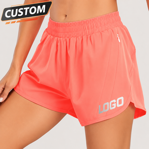 Womens Quick Dry Running Shorts Breathable <b>Elastic</b> <b>Waist</b> Sports Shorts with Pockets Custom Logo Gym Fitness Wear - Product Image 5